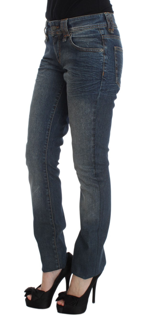 John Galliano Blue Wash Jeans aus Baumwoll-Mix, schmal geschnitten