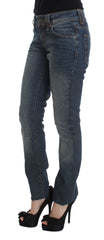 John Galliano Blue Wash Jeans aus Baumwoll-Mix, schmal geschnitten