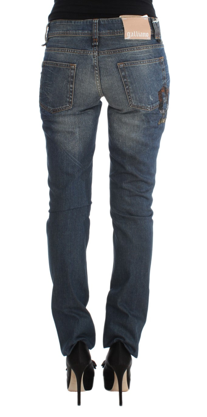 John Galliano Blue Wash Jeans aus Baumwoll-Mix, schmal geschnitten