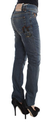 John Galliano Blue Wash Jeans aus Baumwoll-Mix, schmal geschnitten