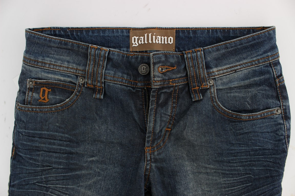John Galliano Blue Wash Jeans aus Baumwoll-Mix, schmal geschnitten