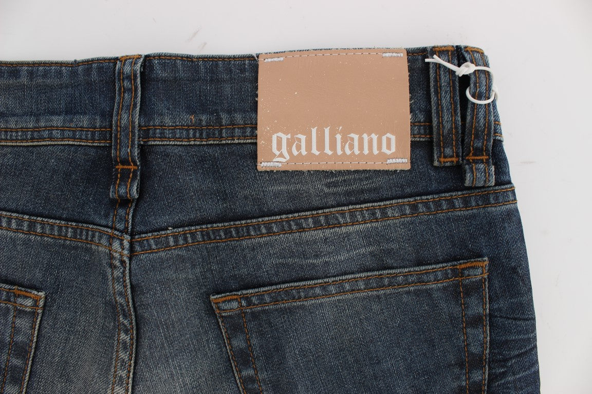 John Galliano Blue Wash Jeans aus Baumwoll-Mix, schmal geschnitten