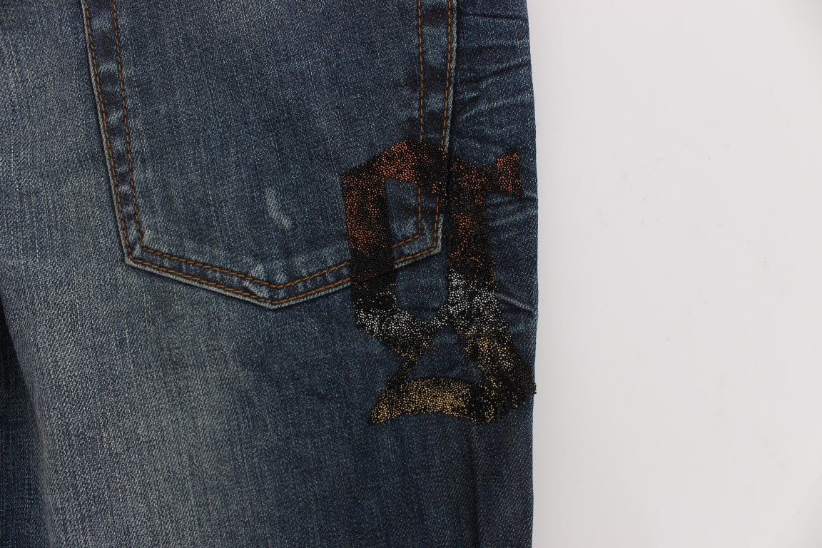 John Galliano Blue Wash Jeans aus Baumwoll-Mix, schmal geschnitten