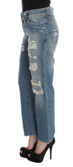John Galliano Blaue Jeans aus Baumwolle im Boyfriend-Fit und Cropped-Schnitt