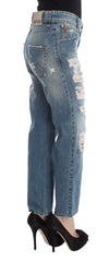John Galliano Blaue Jeans aus Baumwolle im Boyfriend-Fit und Cropped-Schnitt