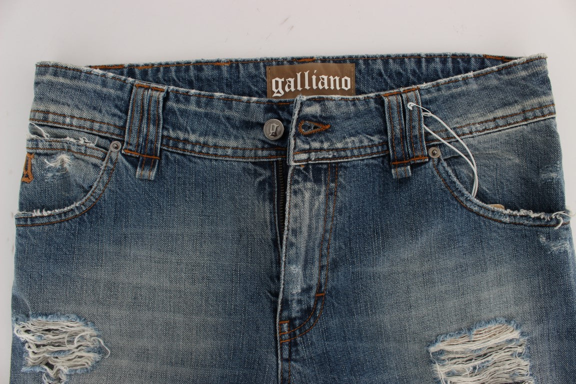 John Galliano Blaue Jeans aus Baumwolle im Boyfriend-Fit und Cropped-Schnitt
