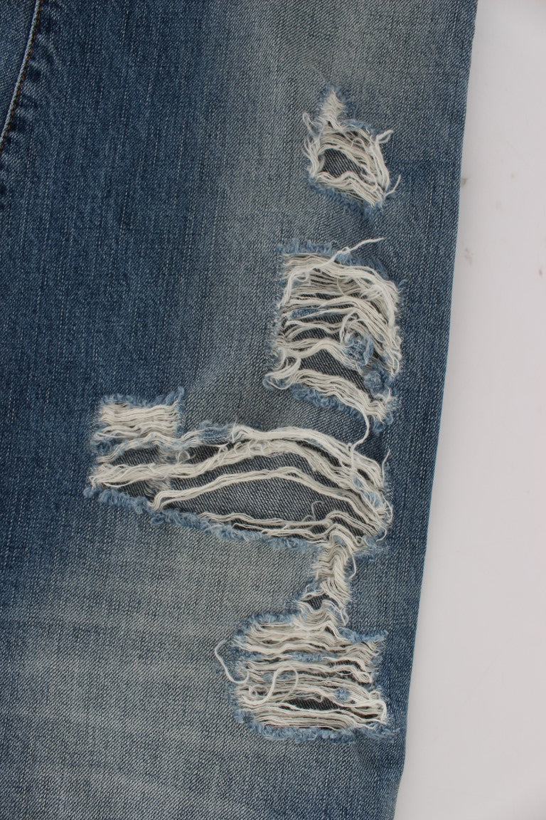 John Galliano Blaue Jeans aus Baumwolle im Boyfriend-Fit und Cropped-Schnitt