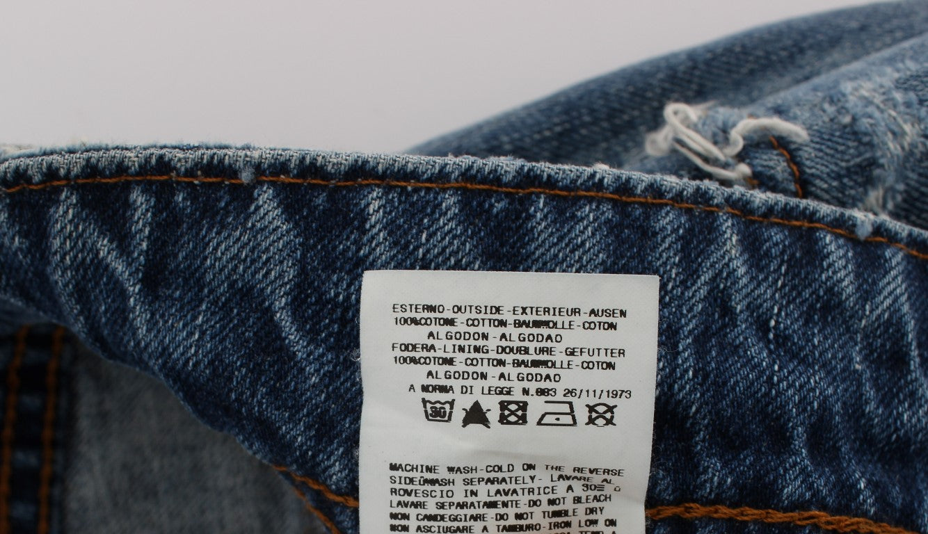 John Galliano Blaue Jeans aus Baumwolle im Boyfriend-Fit und Cropped-Schnitt