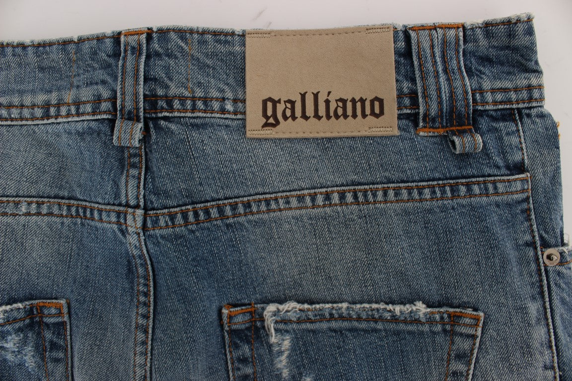 John Galliano Blaue Jeans aus Baumwolle im Boyfriend-Fit und Cropped-Schnitt