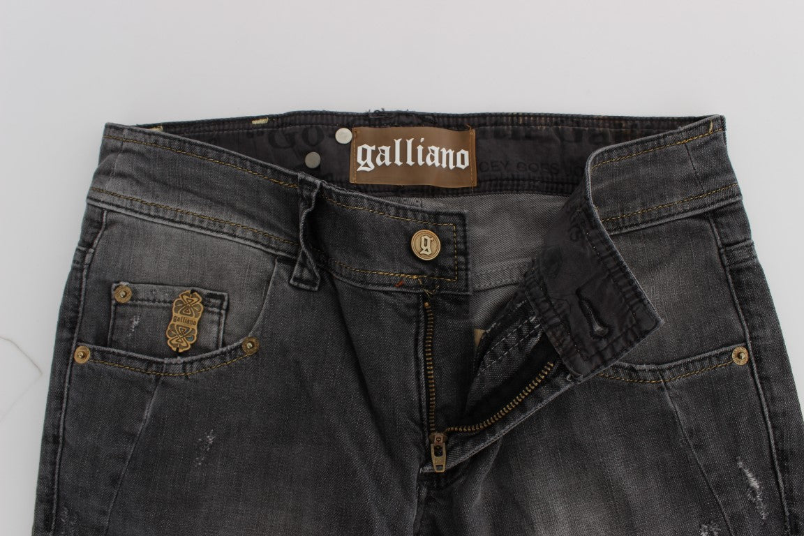 John Galliano Grau ausgewaschene Baumwollmischung Stretchjeans in schmaler Passform