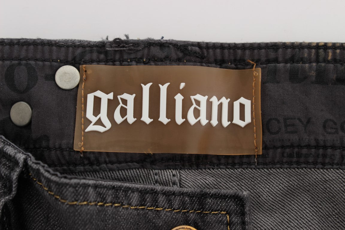 John Galliano Grau ausgewaschene Baumwollmischung Stretchjeans in schmaler Passform