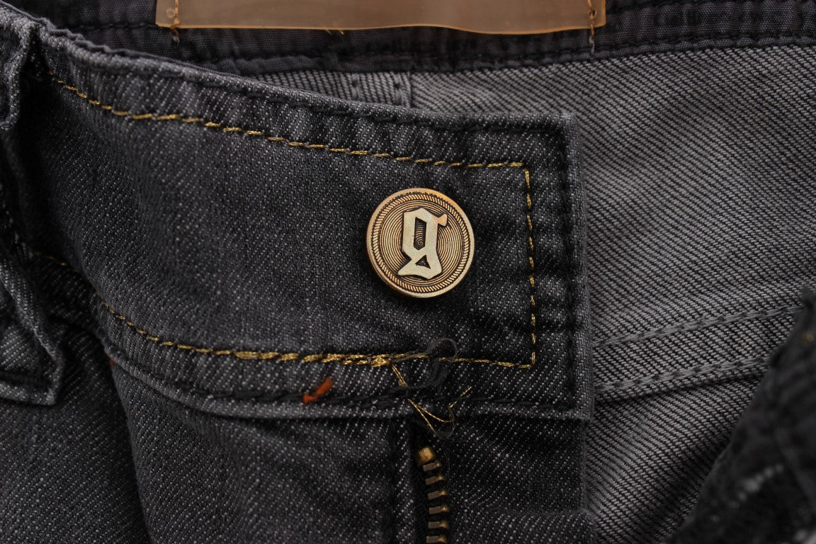 John Galliano Grau ausgewaschene Baumwollmischung Stretchjeans in schmaler Passform