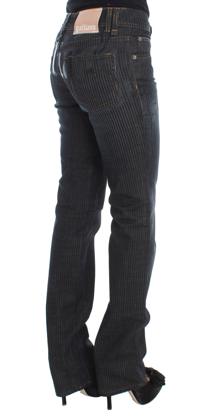 John Galliano Blue Wash Jeans van katoenmix met slim fit en bootcut pijpen