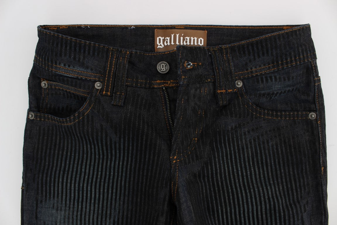 John Galliano Blue Wash Jeans van katoenmix met slim fit en bootcut pijpen
