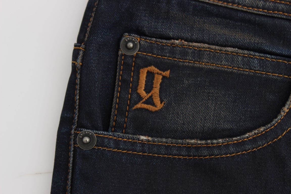 John Galliano Blue Wash Boyfriend Jeans aus Baumwollmischung