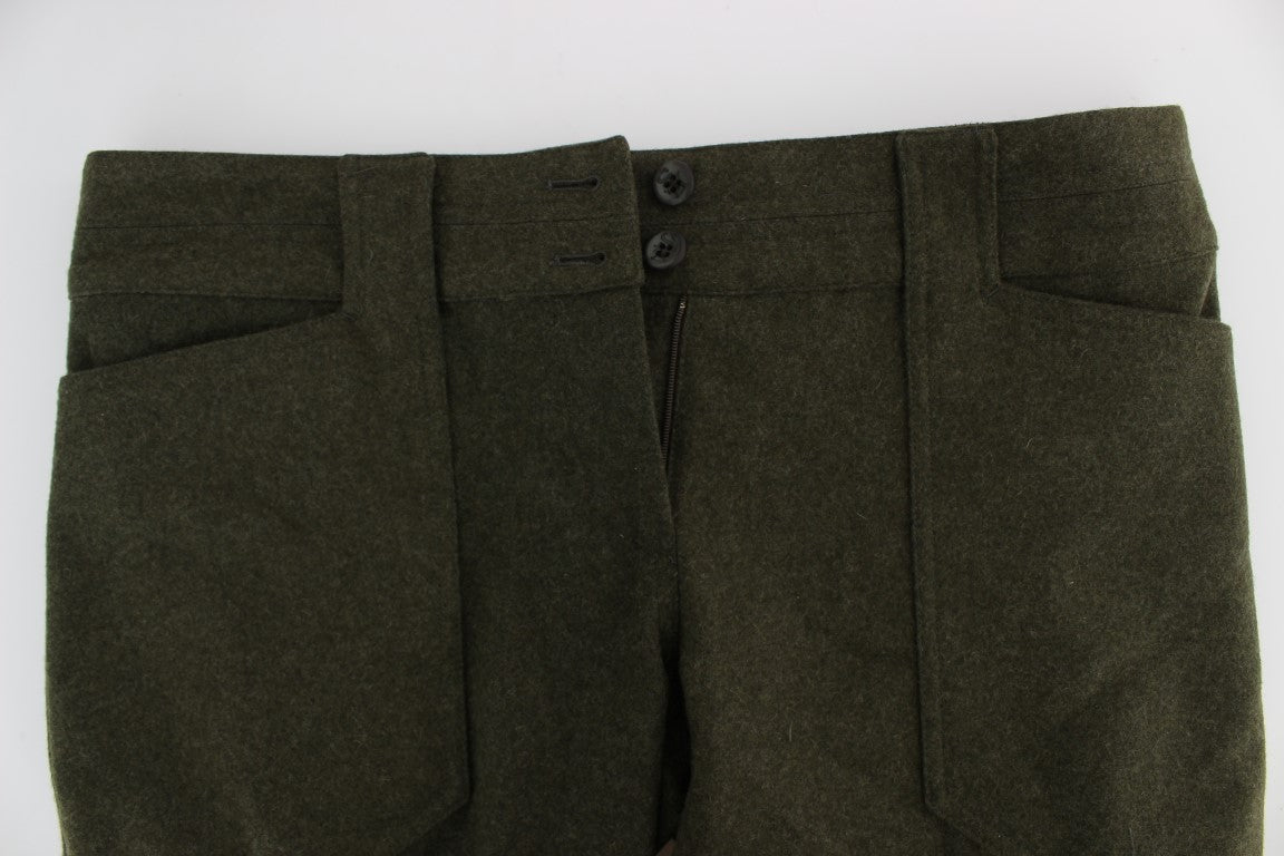 Ermanno Scervino Grüne Cargo-Hose aus Wollgemisch in lockerer Passform