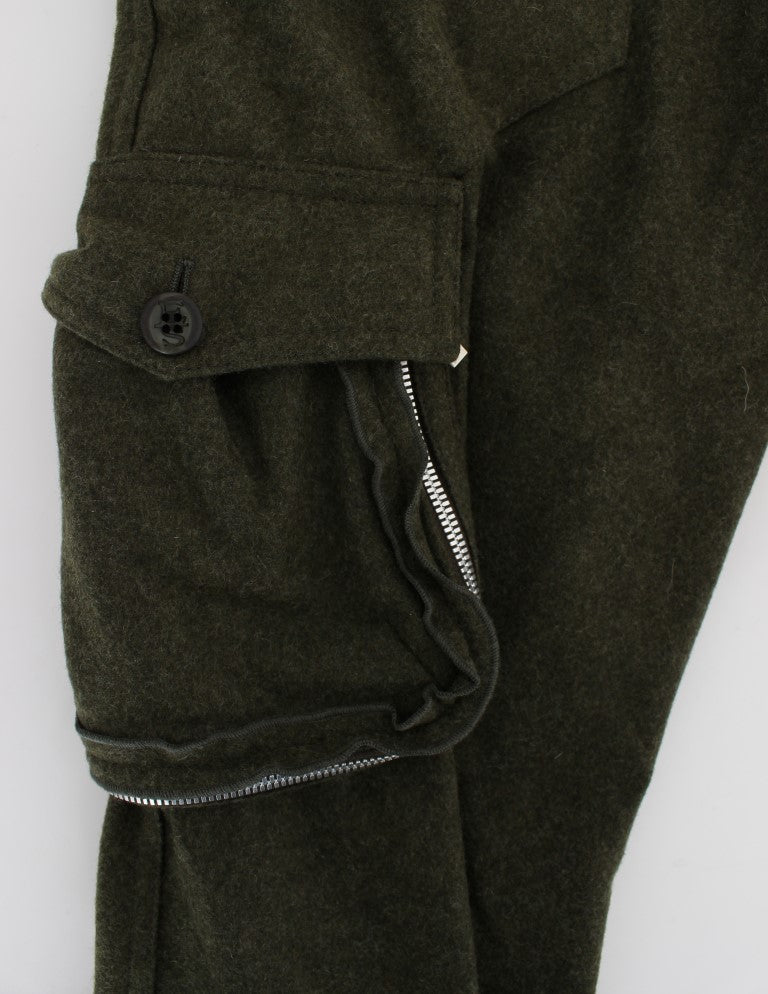 Ermanno Scervino Grüne Cargo-Hose aus Wollgemisch in lockerer Passform