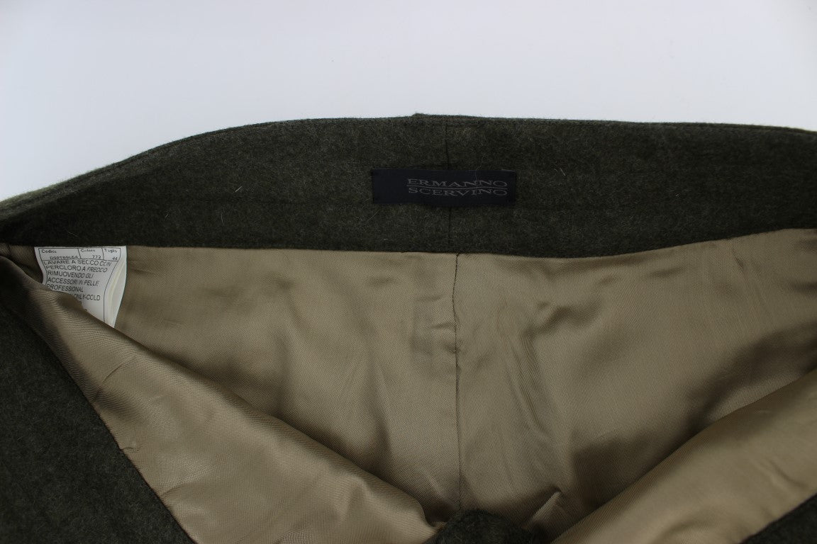 Ermanno Scervino Grüne Cargo-Hose aus Wollgemisch in lockerer Passform