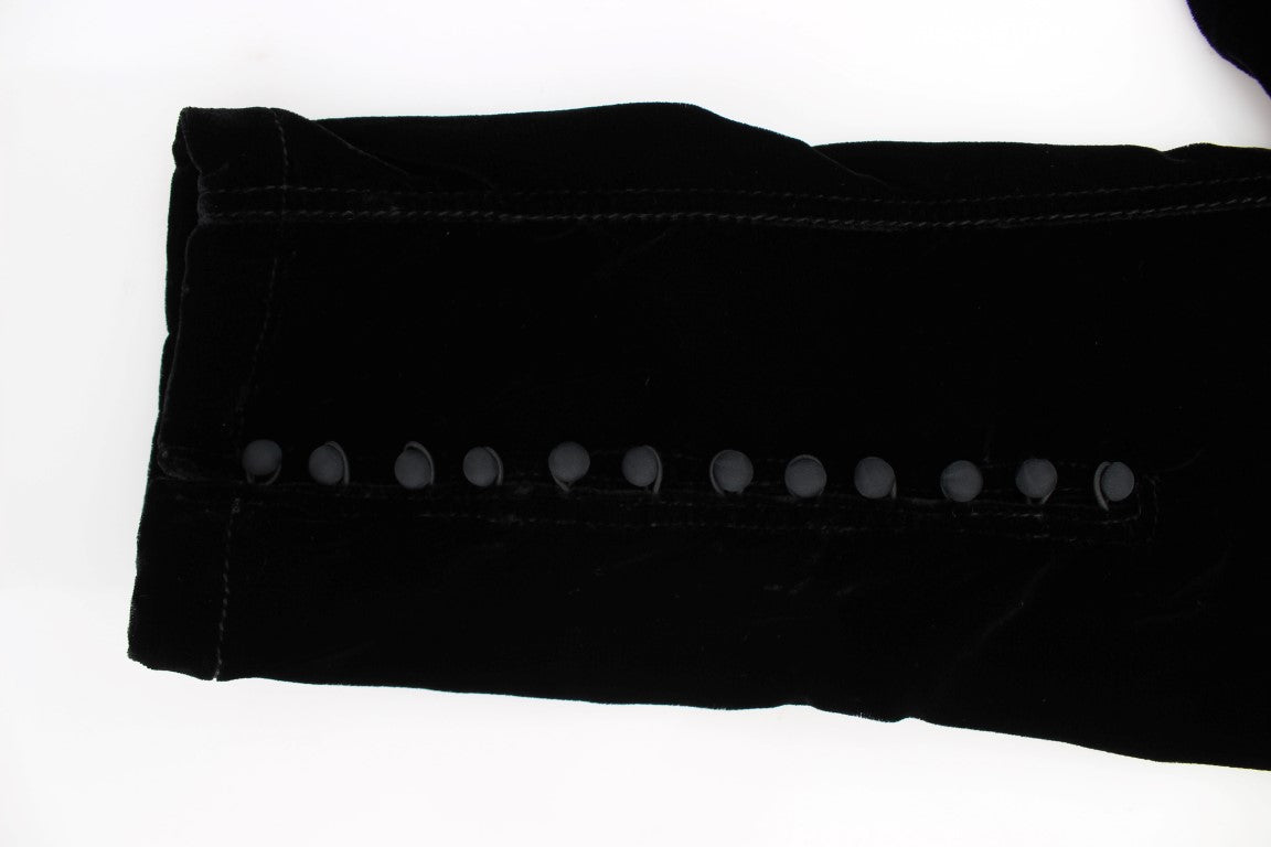 Ermanno Scervino Schwarze Hose aus Viskose-Mix-Samt in schmaler Passform