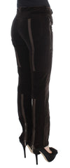 Ermanno Scervino Braune Hose aus Baumwollsamt mit Reißverschlüssen und schmaler Passform