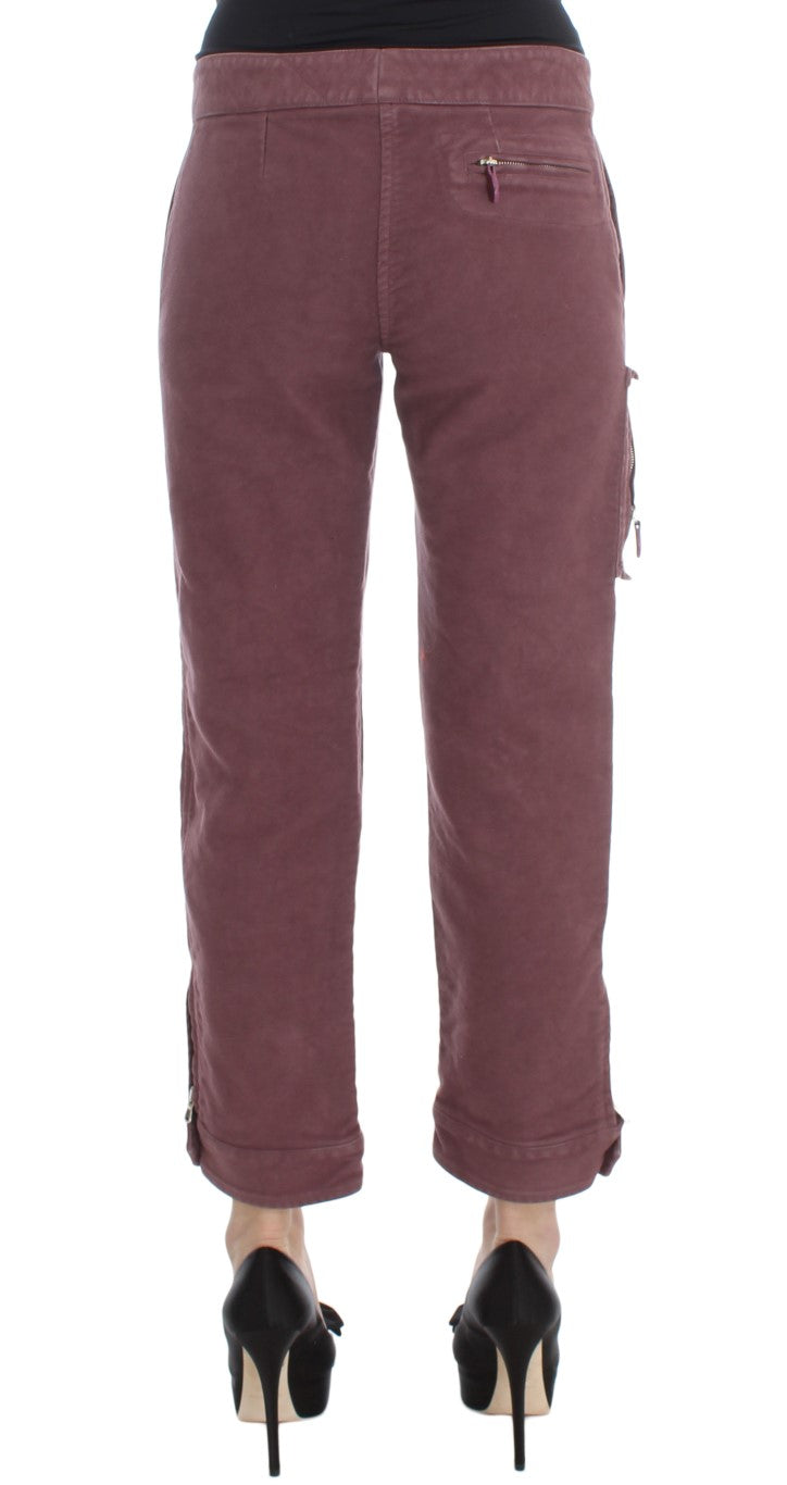 Ermanno Scervino Bordeaux Katoenen Cropped Cargo Broek