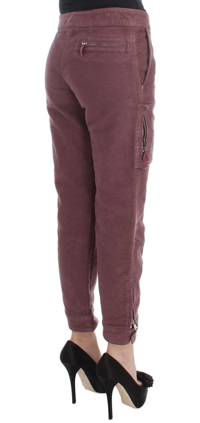 Ermanno Scervino Bordeaux Katoenen Cropped Cargo Broek