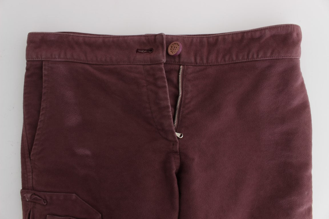 Ermanno Scervino Bordeaux Katoenen Cropped Cargo Broek
