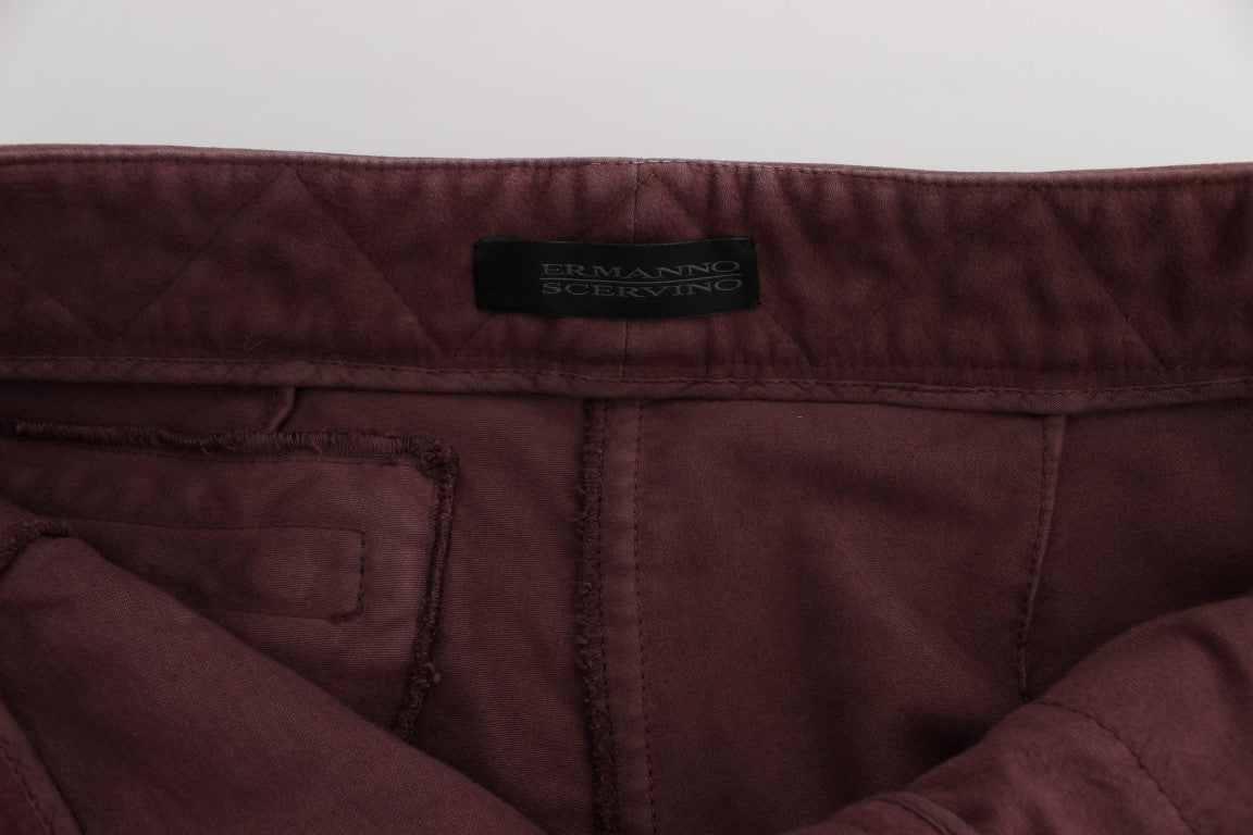 Ermanno Scervino Bordeaux Katoenen Cropped Cargo Broek