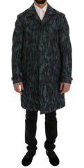 Dolce & Gabbana Blauwe Camouflage Trenchcoat