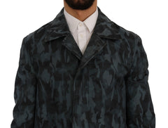 Dolce & Gabbana Blauwe Camouflage Trenchcoat