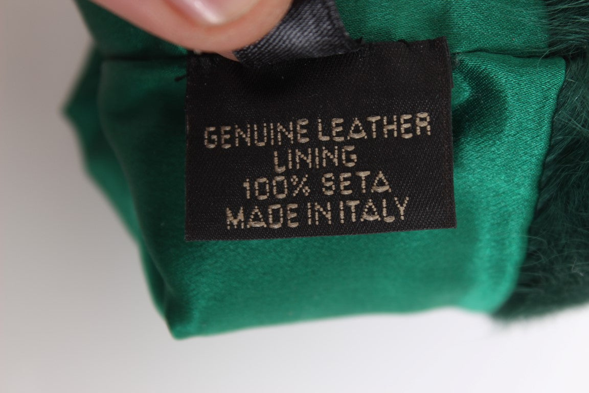 Dolce & Gabbana Grüne Leder-Xiangao-Fell-Ellenbeugen-Handschuhe