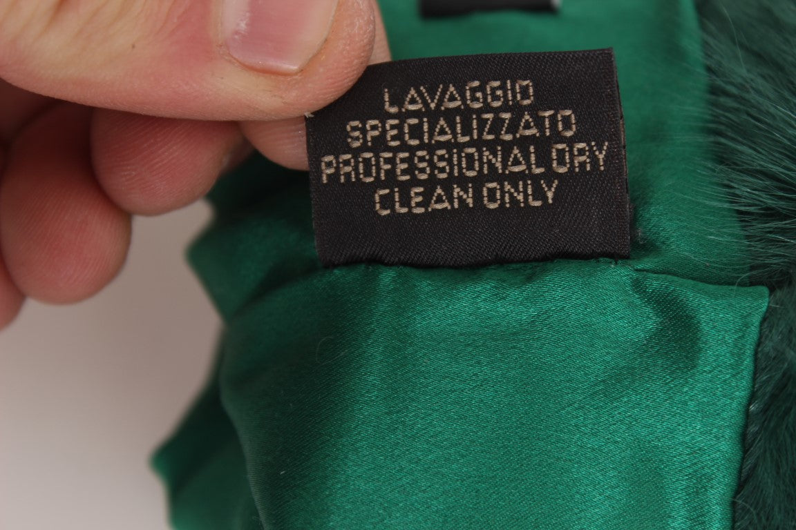 Dolce & Gabbana Grüne Leder-Xiangao-Fell-Ellenbeugen-Handschuhe