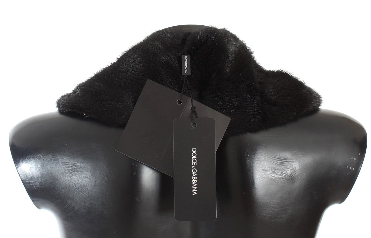 Dolce & Gabbana Schulterkragen-Schal aus schwarzem Nerzfell