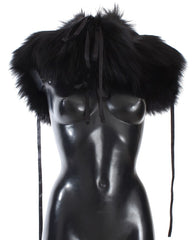 Dolce & Gabbana Zwarte Schoudercape/Sjaal van Vossenbont