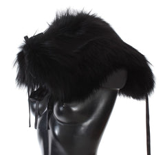 Dolce & Gabbana Zwarte Schoudercape/Sjaal van Vossenbont