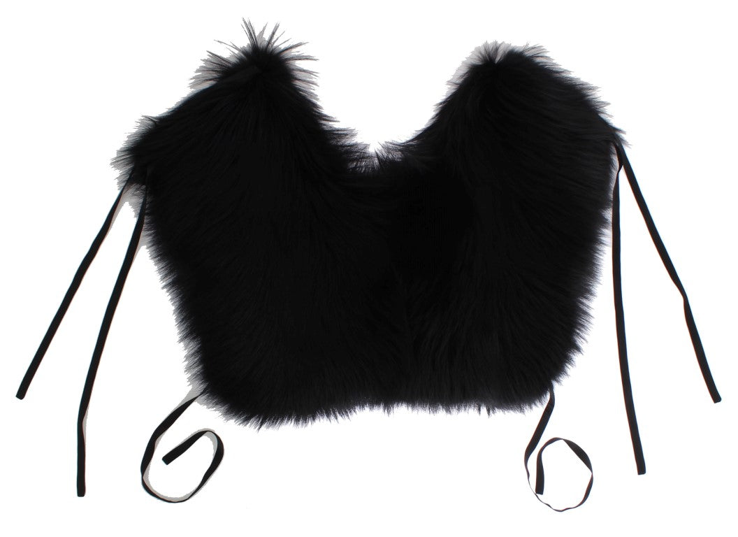 Dolce & Gabbana Zwarte Schoudercape/Sjaal van Vossenbont