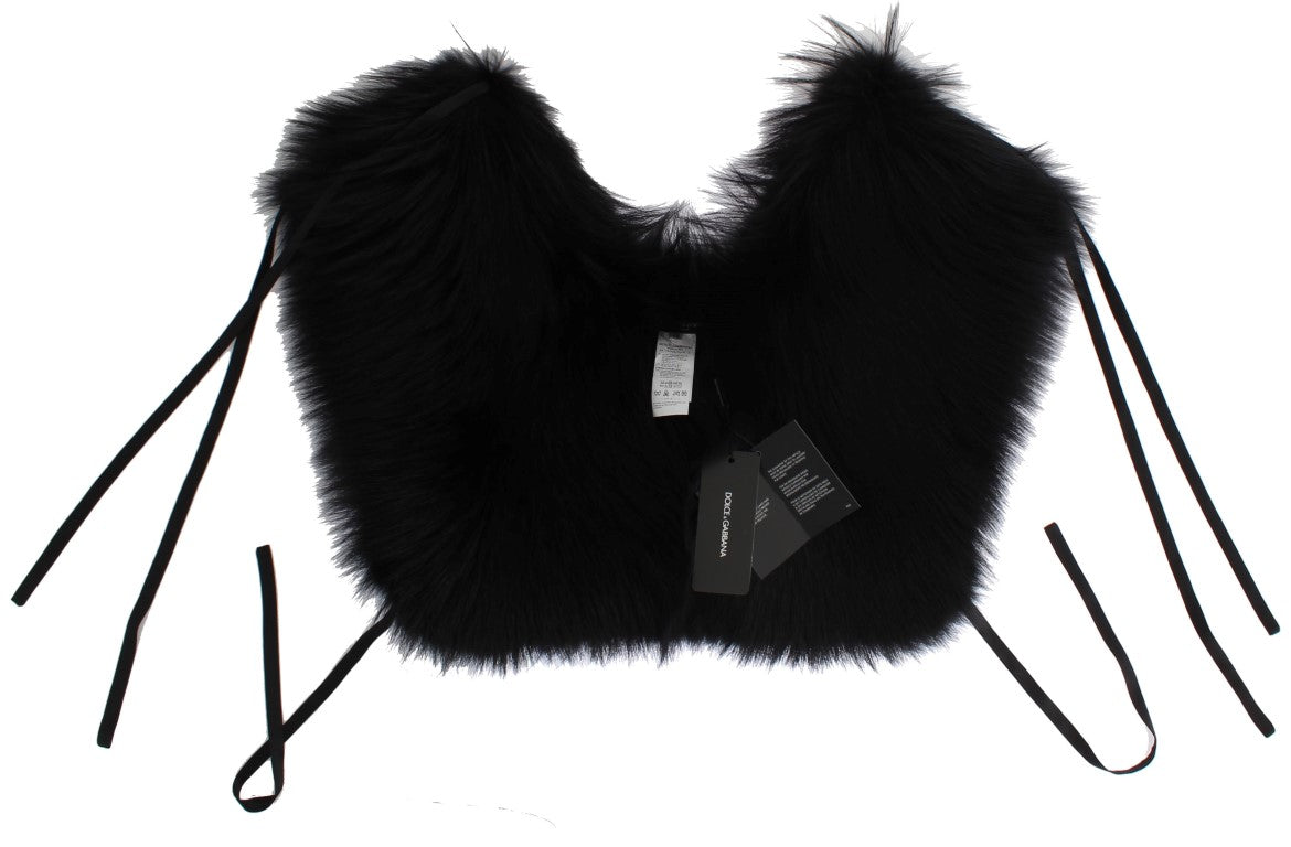 Dolce & Gabbana Zwarte Schoudercape/Sjaal van Vossenbont