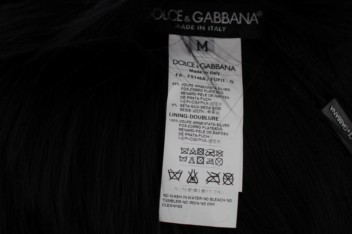 Dolce & Gabbana Zwarte Schoudercape/Sjaal van Vossenbont