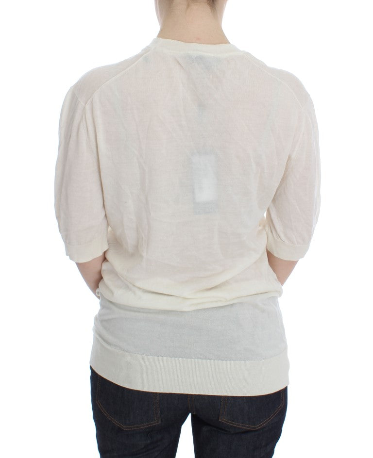 Dolce & Gabbana Weißer Pullover aus 100 % Kaschmir