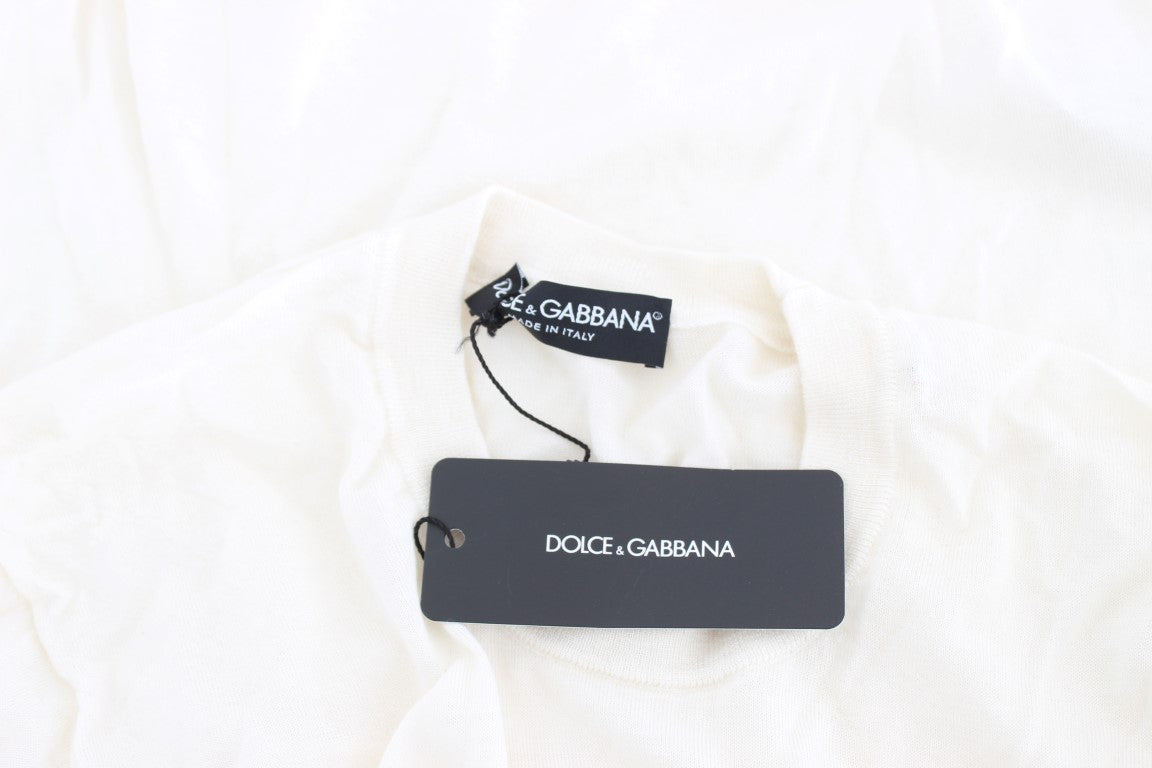 Dolce & Gabbana Weißer Pullover aus 100 % Kaschmir