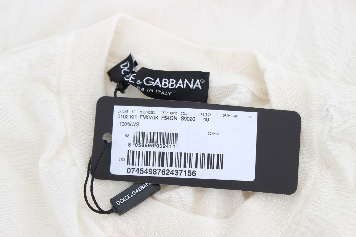 Dolce & Gabbana Weißer Pullover aus 100 % Kaschmir