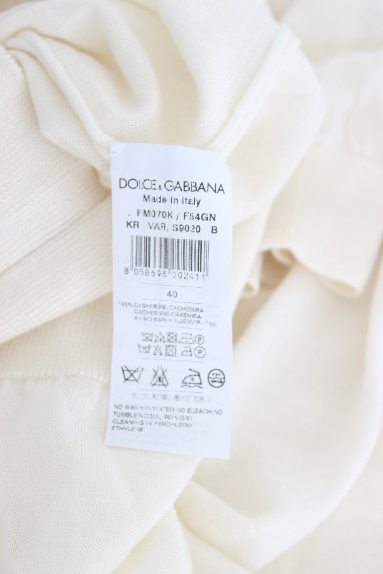 Dolce & Gabbana Weißer Pullover aus 100 % Kaschmir