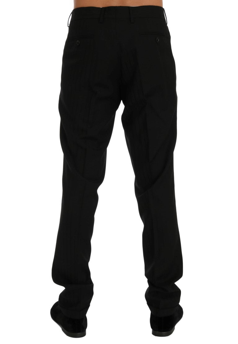 Dolce & Gabbana Schwarze gestreifte Hose aus Wollstretch