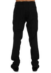 Dolce & Gabbana Schwarze gestreifte Hose aus Wollstretch
