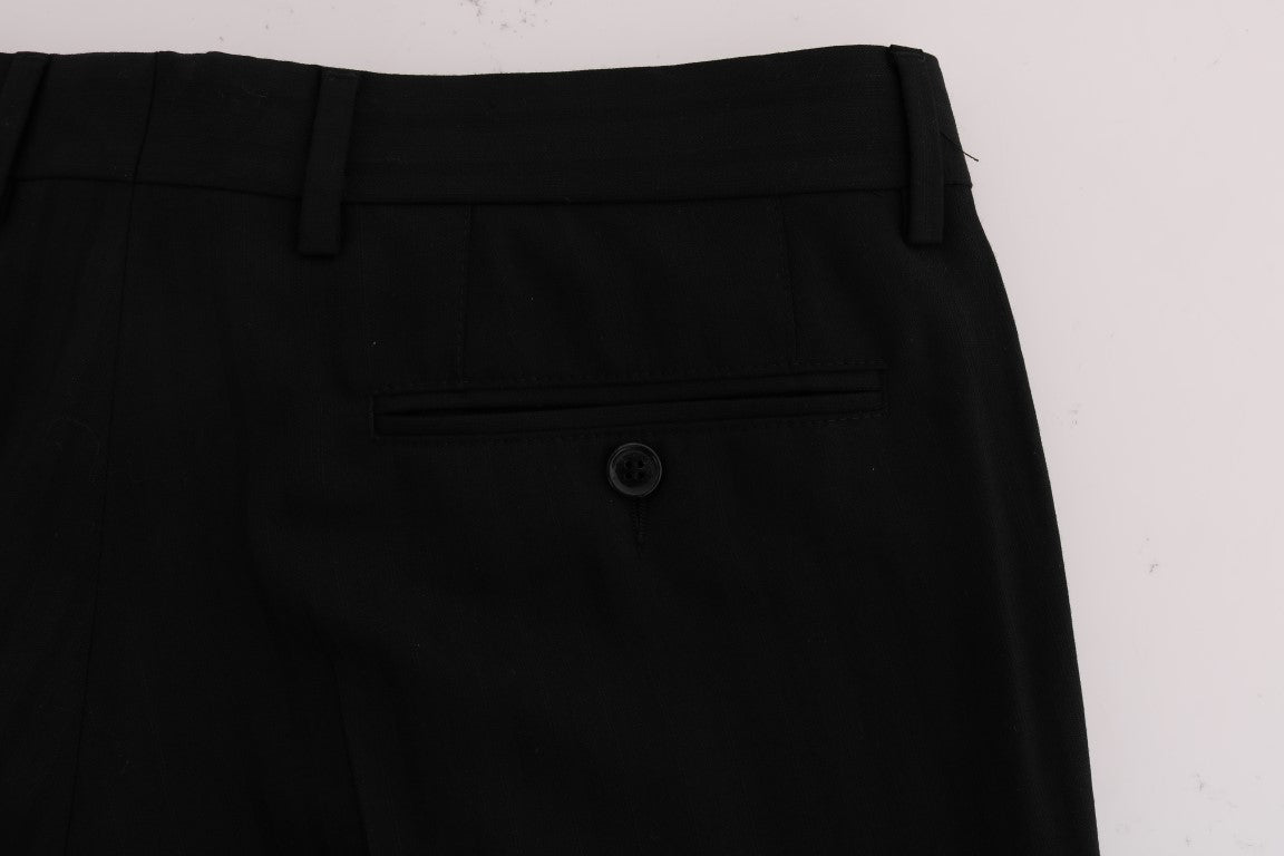 Dolce & Gabbana Schwarze gestreifte Hose aus Wollstretch