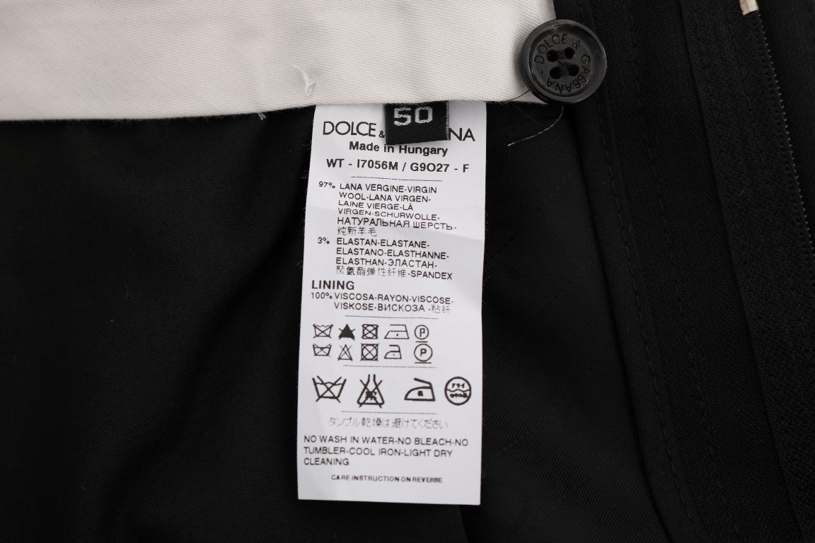 Dolce & Gabbana Schwarze gestreifte Hose aus Wollstretch