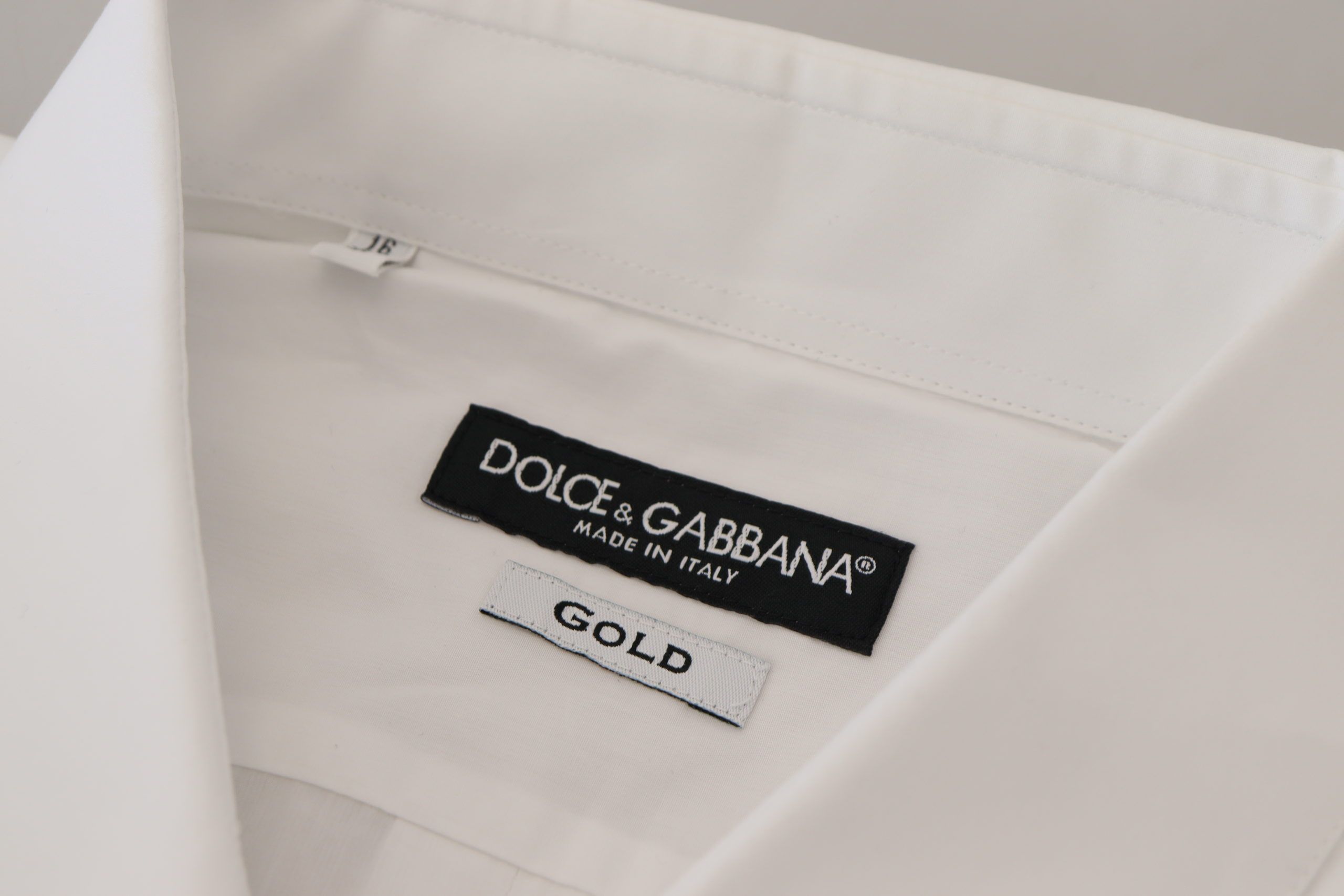 Dolce & Gabbana Weißes Baumwollhemd mit Pfauenfeder-Stickerei und GOLD-Details
