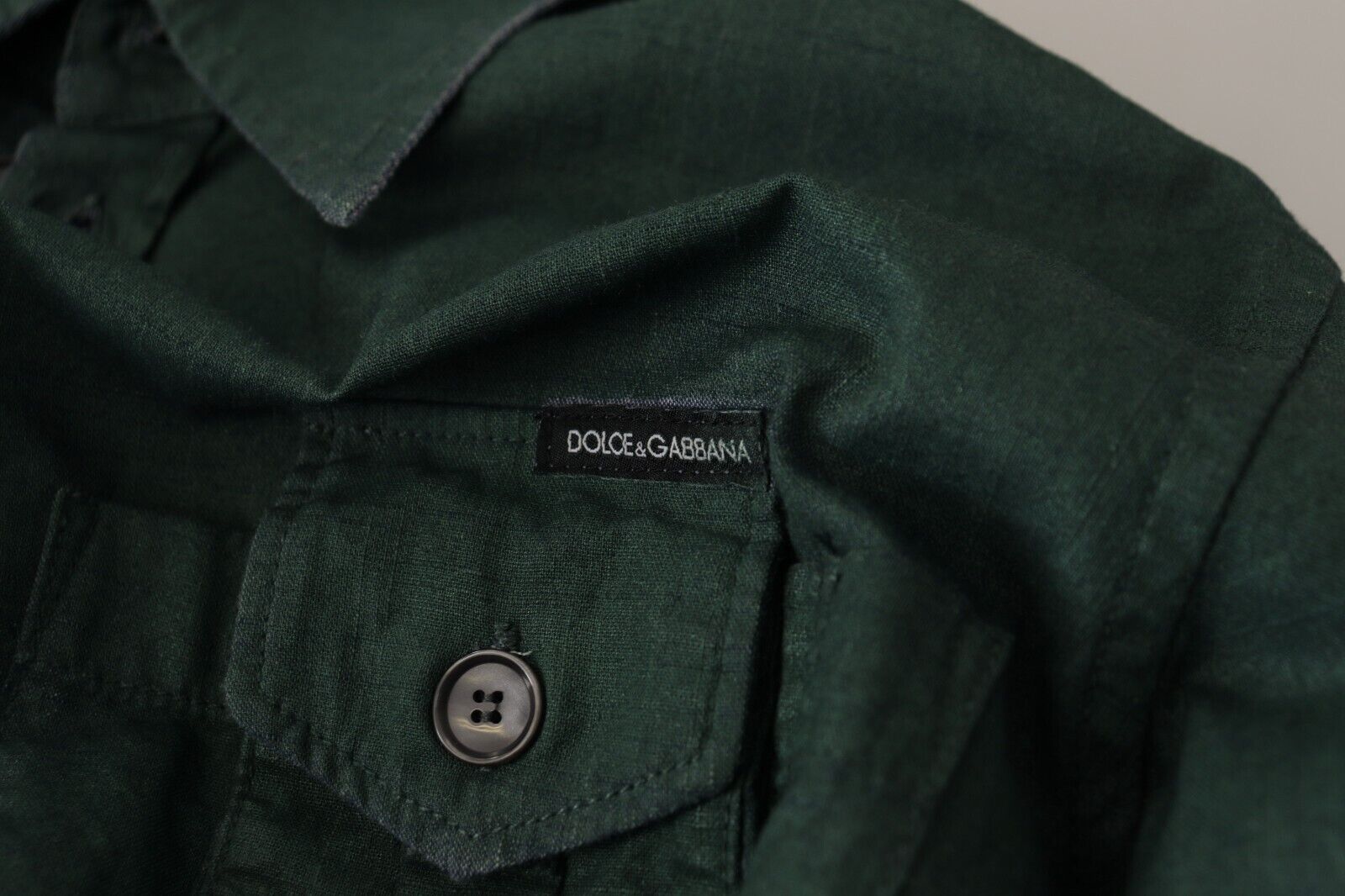 Dolce & Gabbana Donkergroen overhemd met lange mouwen en knoopsluiting