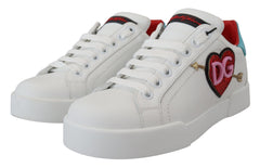 Dolce & Gabbana Weiße Leder-Sneaker Portofino Logo Herz Schuhe