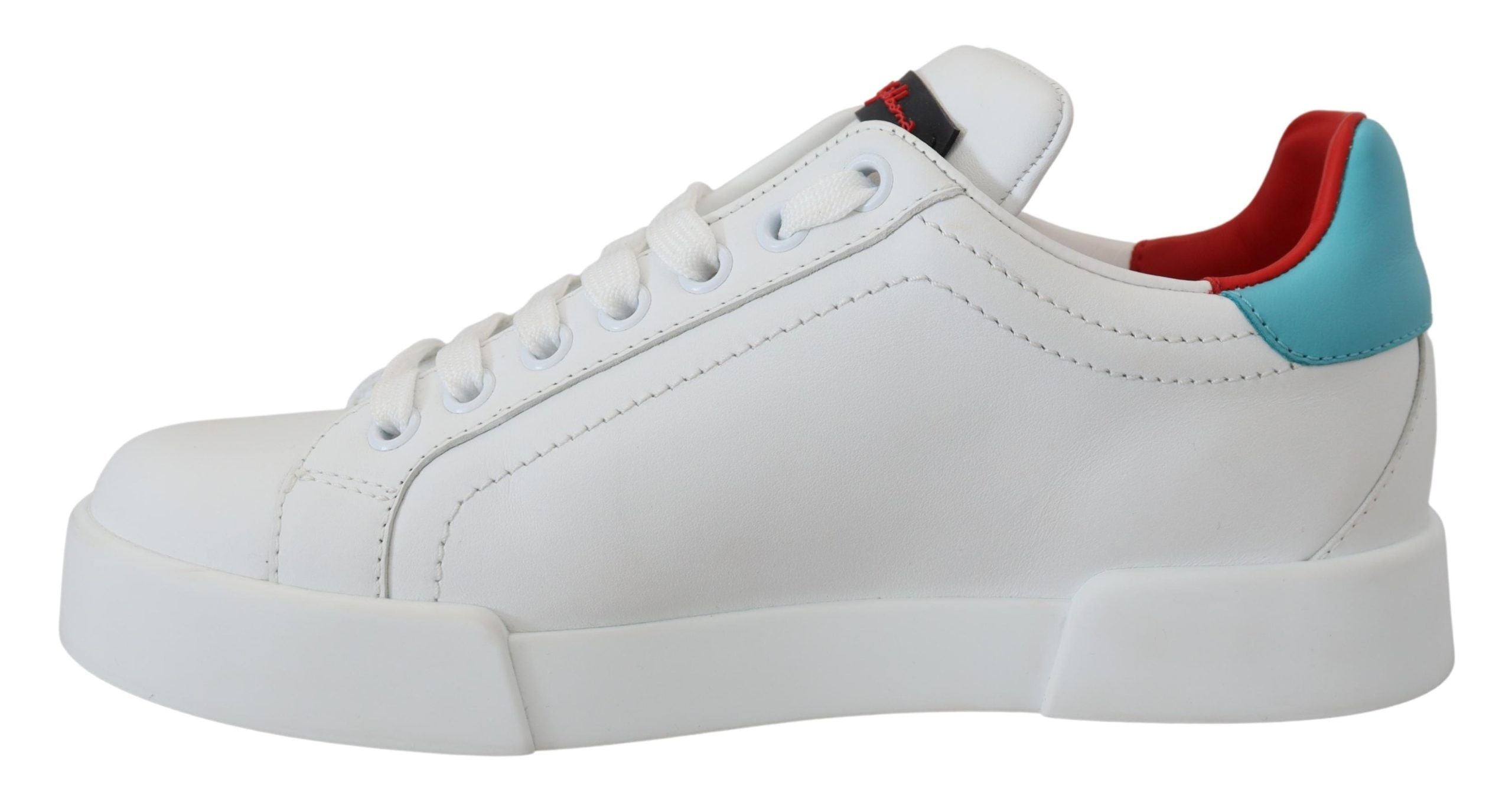 Dolce & Gabbana Weiße Leder-Sneaker Portofino Logo Herz Schuhe